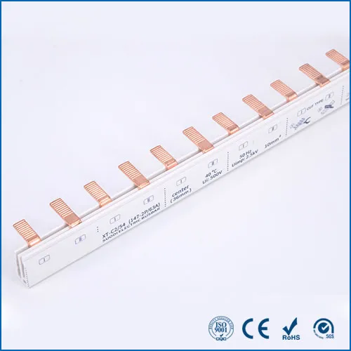 C45 2P Pin Copper Comb Busbar for MCB