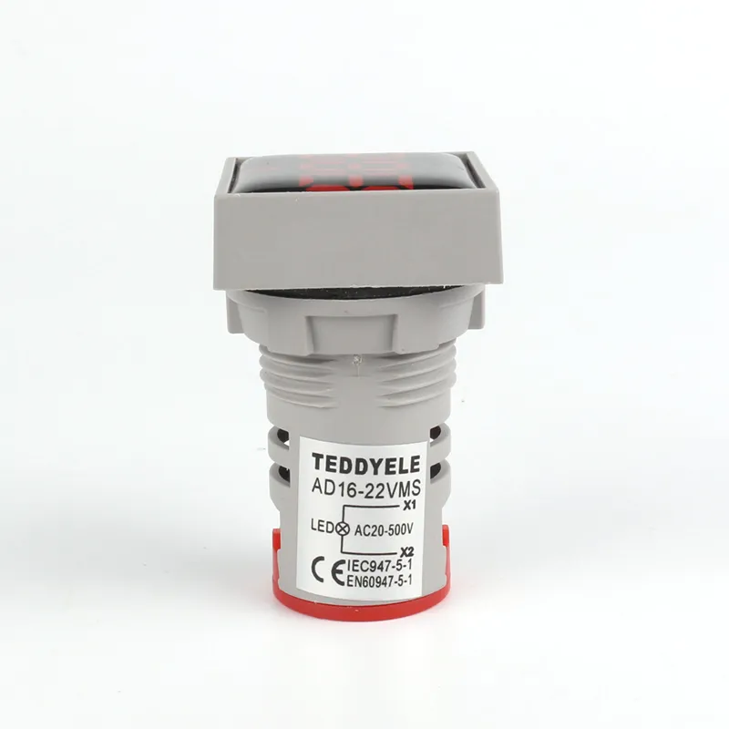 Voltmeter - Square - Crystal Screen Red