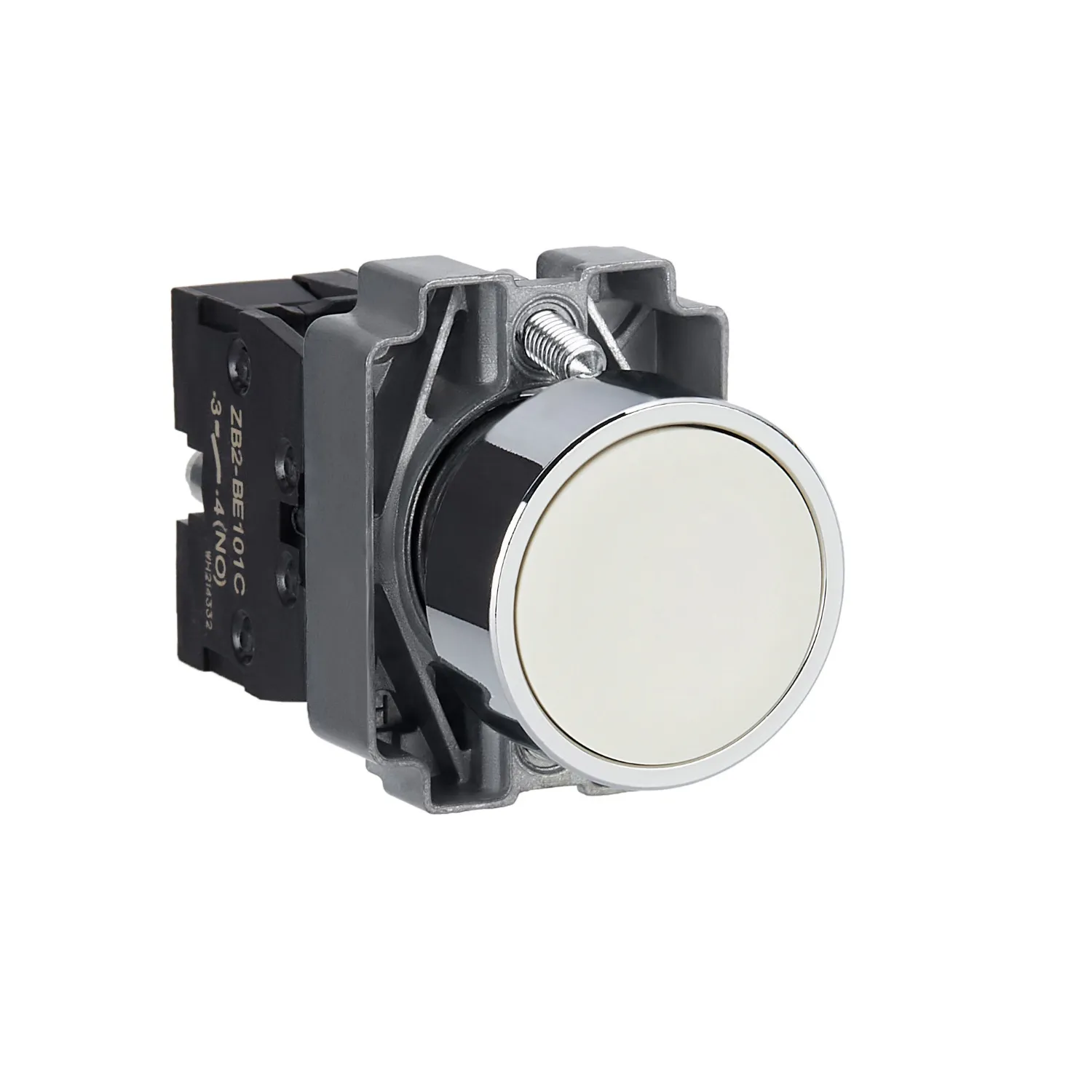 XB2BA11C Flat push-button, white, Ø22, spring return, 1NO